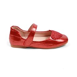 Cute Walk by Babyhug Velcro Closure Ballerina With Heart Applique - Red