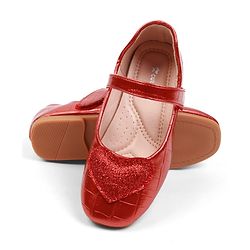 Cute Walk by Babyhug Velcro Closure Ballerina With Heart Applique - Red