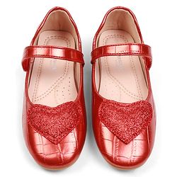 Cute Walk by Babyhug Velcro Closure Ballerina With Heart Applique - Red