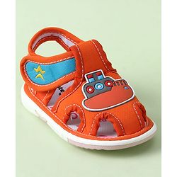 Cute Walk by Babyhug Sandals with Velcro Closure & Ship Applique - Orange