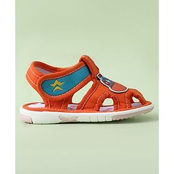Cute Walk by Babyhug Sandals with Velcro Closure & Ship Applique - Orange