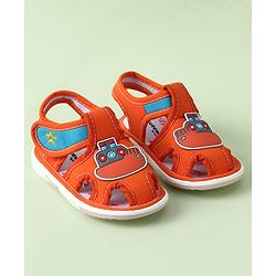 Cute Walk by Babyhug Sandals with Velcro Closure & Ship Applique - Orange
