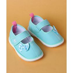 Cute Walk by Babyhug Velcro Closure Casual Shoes with Bow Applique - Aqua Blue