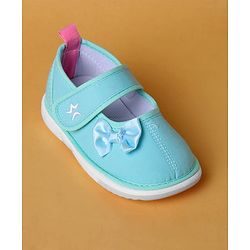 Cute Walk by Babyhug Velcro Closure Casual Shoes with Bow Applique - Aqua Blue
