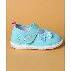 Cute Walk by Babyhug Velcro Closure Casual Shoes with Bow Applique - Aqua Blue