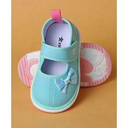 Cute Walk by Babyhug Velcro Closure Casual Shoes with Bow Applique - Aqua Blue