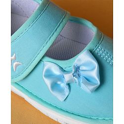 Cute Walk by Babyhug Velcro Closure Casual Shoes with Bow Applique - Aqua Blue