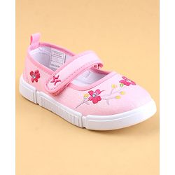 Cute Walk by Babyhug Velcro Closure Casual Shoes with Floral Embroidery - Pink