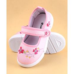 Cute Walk by Babyhug Velcro Closure Casual Shoes with Floral Embroidery - Pink