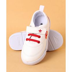 Cute Walk by Babyhug Velcro Closure Casual Shoes with Car Applique - White
