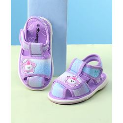 Cute Walk by Babyhug Velcro Closure Sandals with Bear Applique - Purple