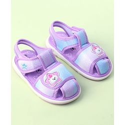 Cute Walk by Babyhug Velcro Closure Sandals with Bear Applique - Purple
