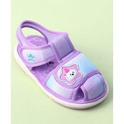 Cute Walk by Babyhug Velcro Closure Sandals with Bear Applique - Purple