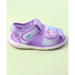 Cute Walk by Babyhug Velcro Closure Sandals with Bear Applique - Purple