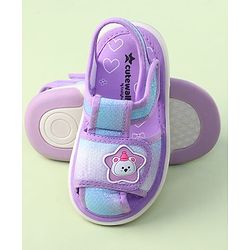 Cute Walk by Babyhug Velcro Closure Sandals with Bear Applique - Purple