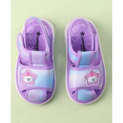 Cute Walk by Babyhug Velcro Closure Sandals with Bear Applique - Purple