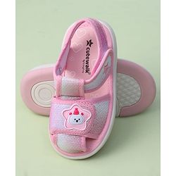 Cute Walk by Babyhug Velcro Closure Sandals with Bear Applique - Purple