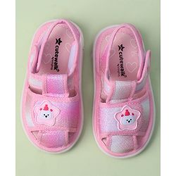 Cute Walk by Babyhug Velcro Closure Sandals with Bear Applique - Purple