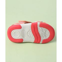 Cute Walk by Babyhug Sandals with Velcro Closure Heart Print & Bow Applique - Light Orange