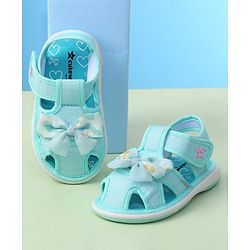 Cute Walk by Babyhug Sandals with Velcro Closure Heart Print & Bow Applique - Light Orange