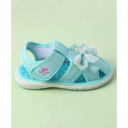 Cute Walk by Babyhug Sandals with Velcro Closure Heart Print & Bow Applique - Light Orange
