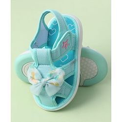 Cute Walk by Babyhug Sandals with Velcro Closure Heart Print & Bow Applique - Light Orange