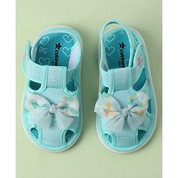 Cute Walk by Babyhug Sandals with Velcro Closure Heart Print & Bow Applique - Light Orange