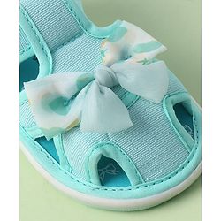 Cute Walk by Babyhug Sandals with Velcro Closure Heart Print & Bow Applique - Light Orange