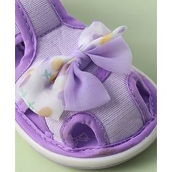Cute Walk by Babyhug Sandals with Velcro Closure Heart Print & Bow Applique - Light Orange