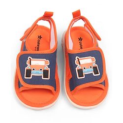 Cute Walk by Babyhug Velcro Closure Sandals with Vehicle Applique - Orange