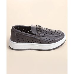 Cute Walk by Babyhug Slip on Loafers with Star Design - Grey