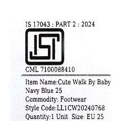 Cute Walk by Babyhug Solid Slip On Oxford Shoes with Buckle design - Navy Blue