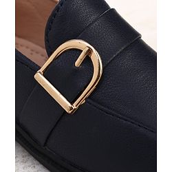 Cute Walk by Babyhug Solid Slip On Oxford Shoes with Buckle design - Navy Blue