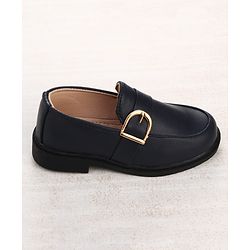 Cute Walk by Babyhug Solid Slip On Oxford Shoes with Buckle design - Navy Blue