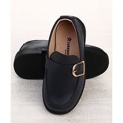 Cute Walk by Babyhug Solid Slip On Oxford Shoes with Buckle design - Navy Blue