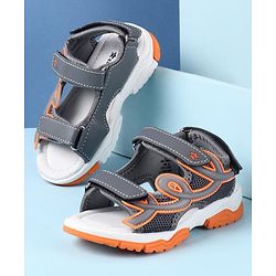 Cute Walk by Babyhug Solid Sandals with Velcro Closure - Grey