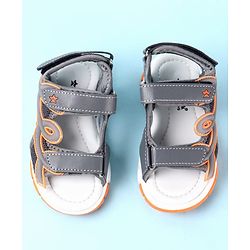 Cute Walk by Babyhug Solid Sandals with Velcro Closure - Grey