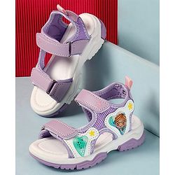 Cute Walk by Babyhug Sandals with Velcro Closure Heart Applique & Floral Print - Purple