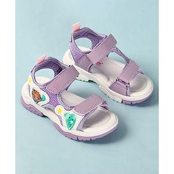 Cute Walk by Babyhug Sandals with Velcro Closure Heart Applique & Floral Print - Purple