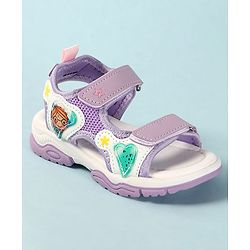 Cute Walk by Babyhug Sandals with Velcro Closure Heart Applique & Floral Print - Purple
