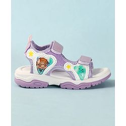 Cute Walk by Babyhug Sandals with Velcro Closure Heart Applique & Floral Print - Purple