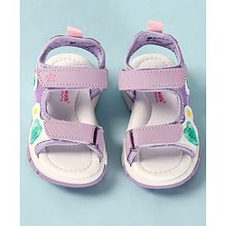 Cute Walk by Babyhug Sandals with Velcro Closure Heart Applique & Floral Print - Purple