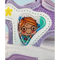 Cute Walk by Babyhug Sandals with Velcro Closure Heart Applique & Floral Print - Purple