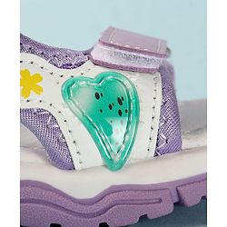 Cute Walk by Babyhug Sandals with Velcro Closure Heart Applique & Floral Print - Purple