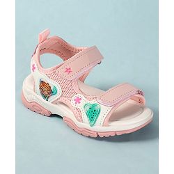 Cute Walk by Babyhug Sandals with Velcro Closure Heart Applique & Floral Print - Purple