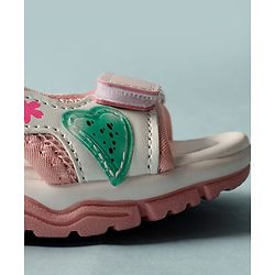 Cute Walk by Babyhug Sandals with Velcro Closure Heart Applique & Floral Print - Purple