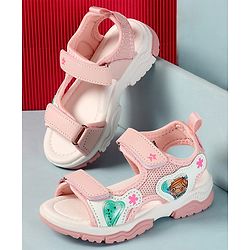 Cute Walk by Babyhug Sandals with Velcro Closure Heart Applique & Floral Print - Purple