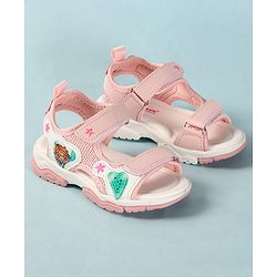 Cute Walk by Babyhug Sandals with Velcro Closure Heart Applique & Floral Print - Purple