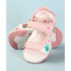Cute Walk by Babyhug Sandals with Velcro Closure Heart Applique & Floral Print - Purple