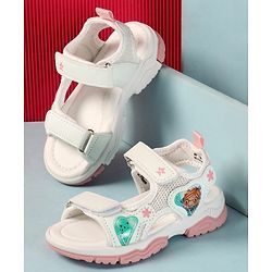 Cute Walk by Babyhug Sandals with Velcro Closure Heart Applique & Floral Print - Purple